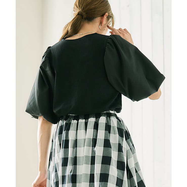 異素材切り替え ボリューム袖プルオーバー 二の腕カバー | Growing Rich | 詳細画像12 