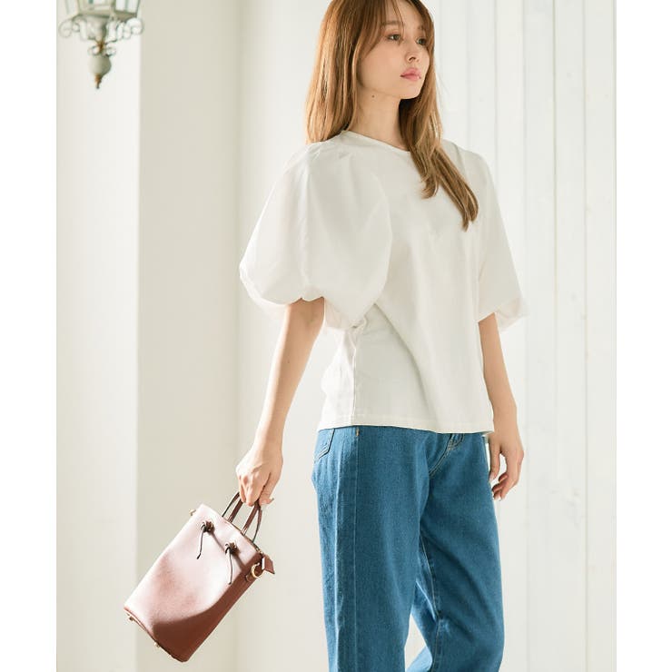 異素材切り替え ボリューム袖プルオーバー 二の腕カバー | Growing Rich | 詳細画像4 