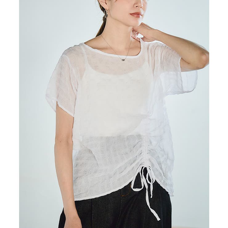 オフホワイト | シアー チェック シャーリング | Growing Rich