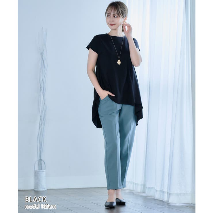 バックギャザーチュニックTシャツ チュニック 半袖[品番