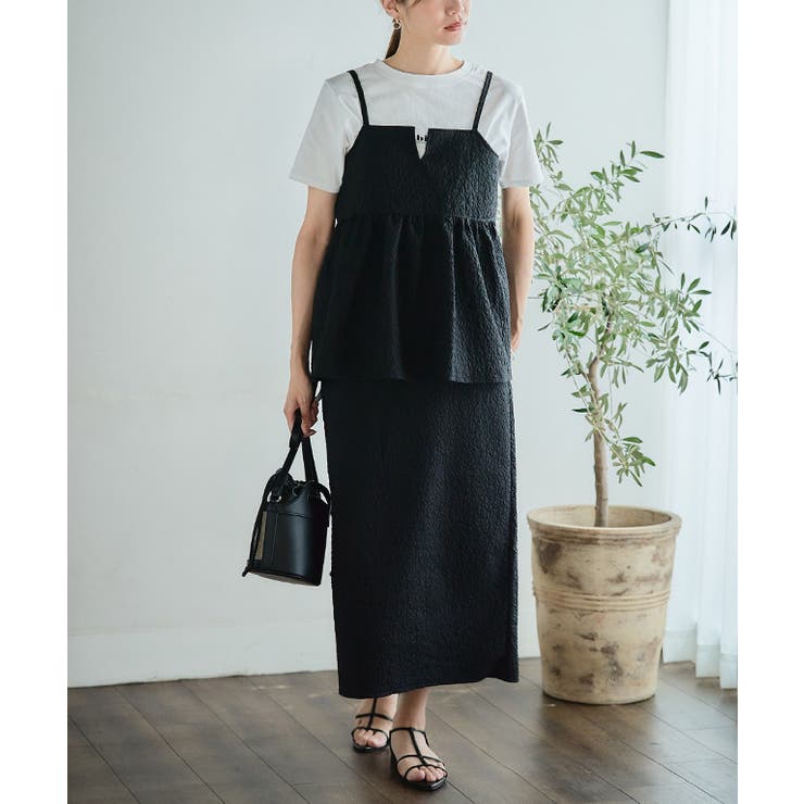 ふくれジャガードキャミタイトセットアップ セットアップ
