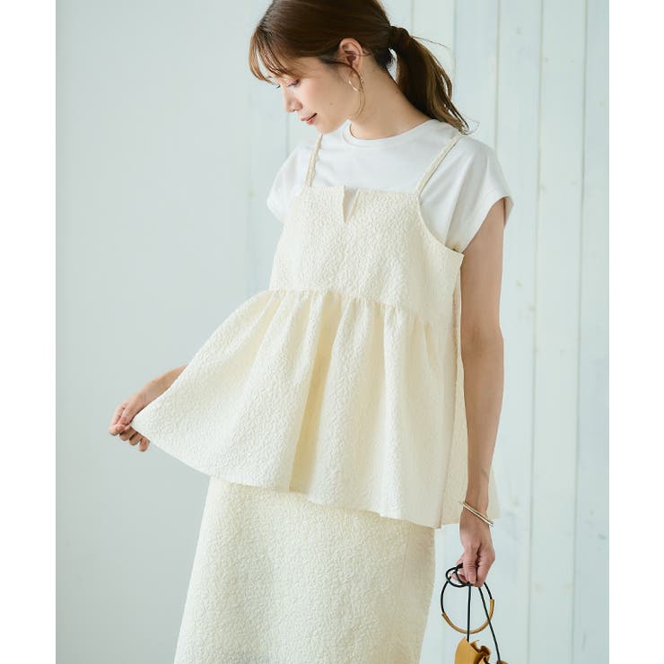 ふくれジャガードキャミタイトセットアップ セットアップ