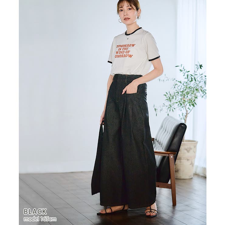 リジットデニムタックワイドパンツ タック入り デニム[品番
