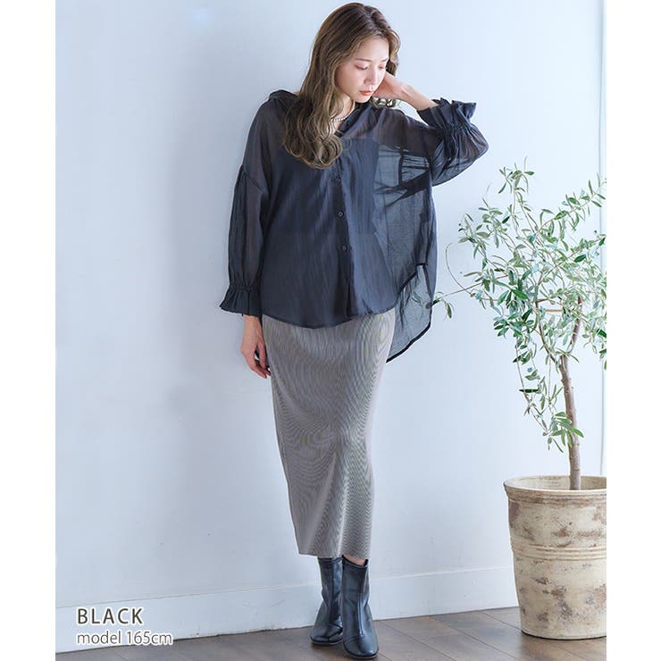 ボリューム袖シアーブラウス シアー シャツ | Growing Rich | 詳細画像10 