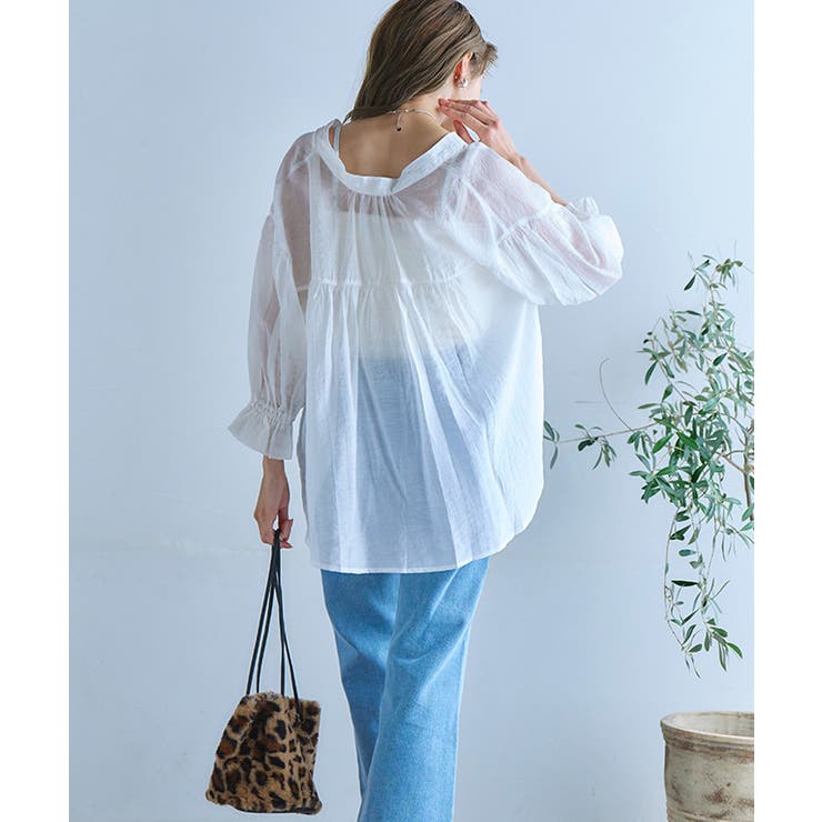 ボリューム袖シアーブラウス シアー シャツ | Growing Rich | 詳細画像4 