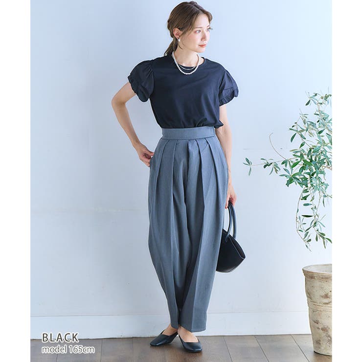 袖ボリュームトップス二の腕カバー半袖袖短めtシャツレディースおしゃれ大きいサイズ大きめ袖タックパフ袖ボリューム袖ぽわん袖大人可愛いカジュアルデザイントップスカットソー涼しい