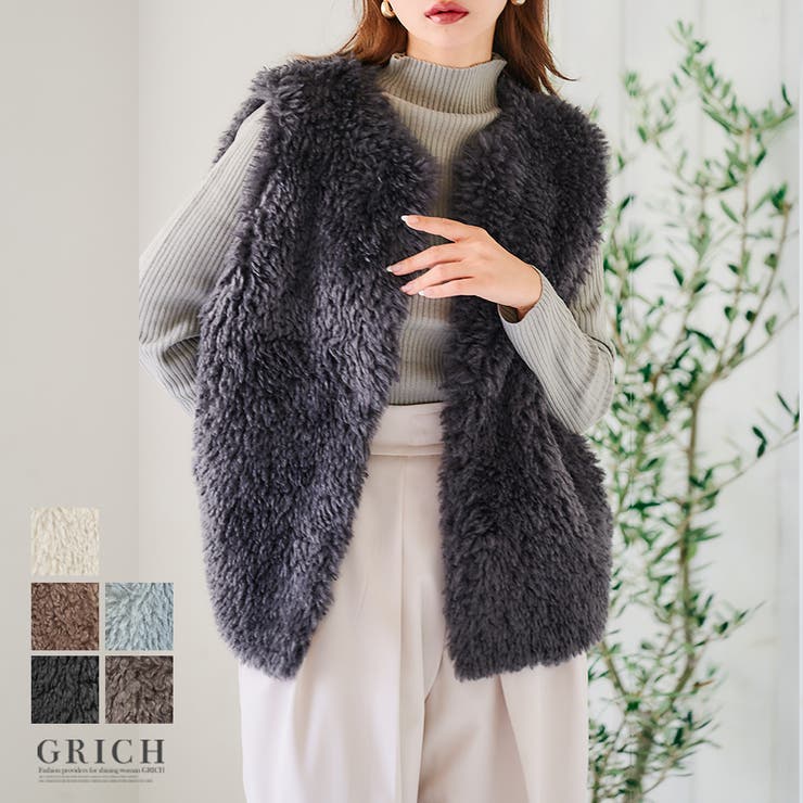 プードルファーベスト トップス ベスト | Growing Rich | 詳細画像1 