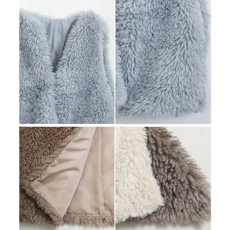 プードルファーベスト トップス ベスト[品番：GW000004358]｜Growing