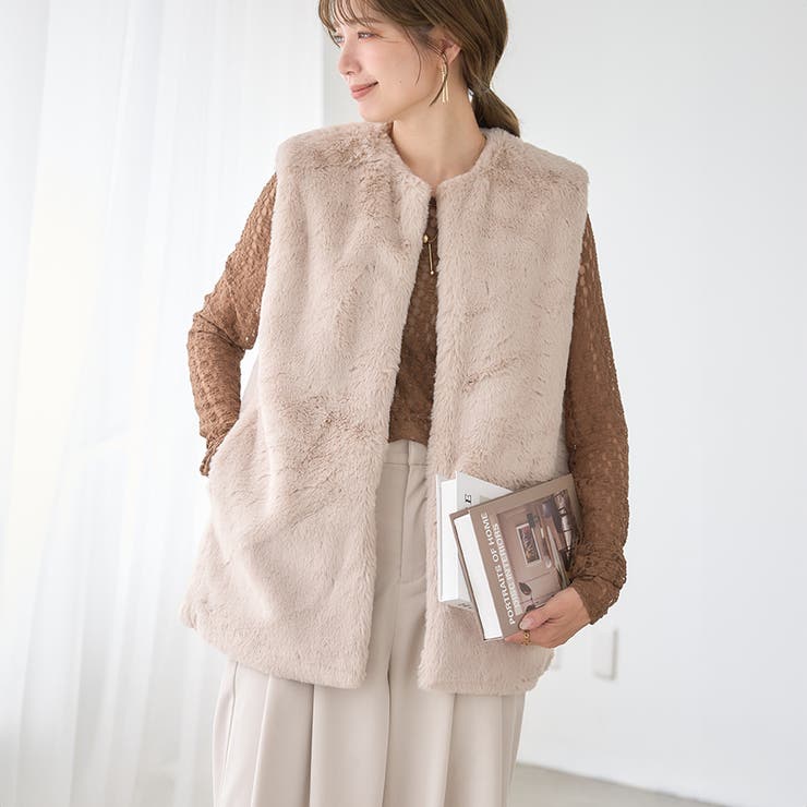 ノーカラーファーベスト ベスト ジレ | Growing Rich | 詳細画像1 