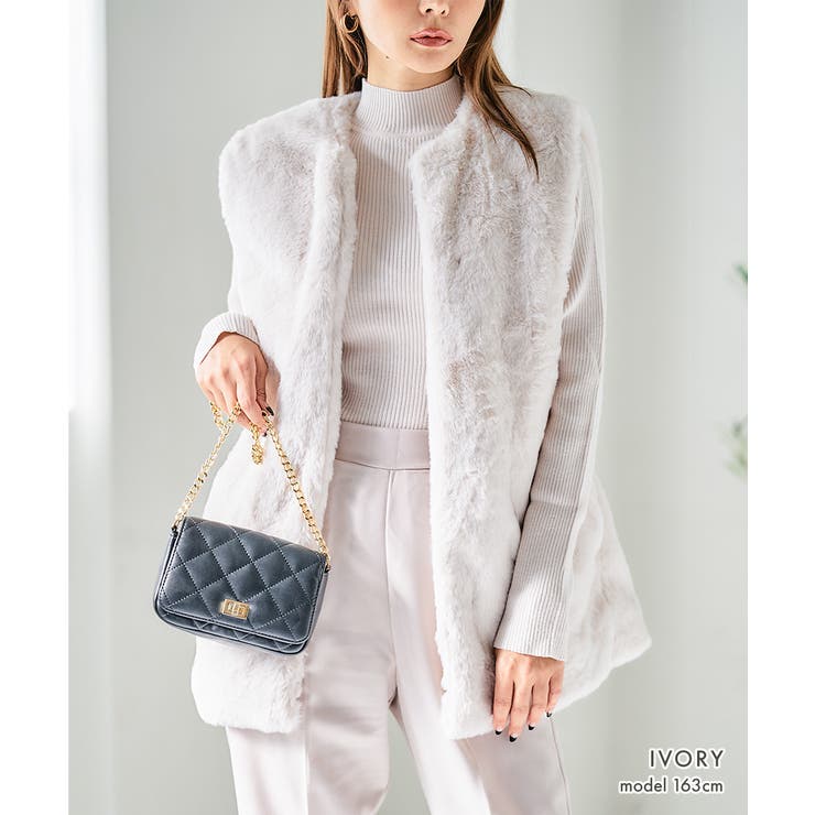 ノーカラーファーベスト ベスト ジレ | Growing Rich | 詳細画像8 