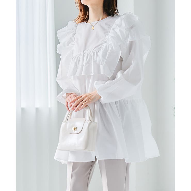 yori ぬくぬくティアードフリルブラウス　白38 yori⭐︎ぬくぬくティアードフリルブラウス レディース