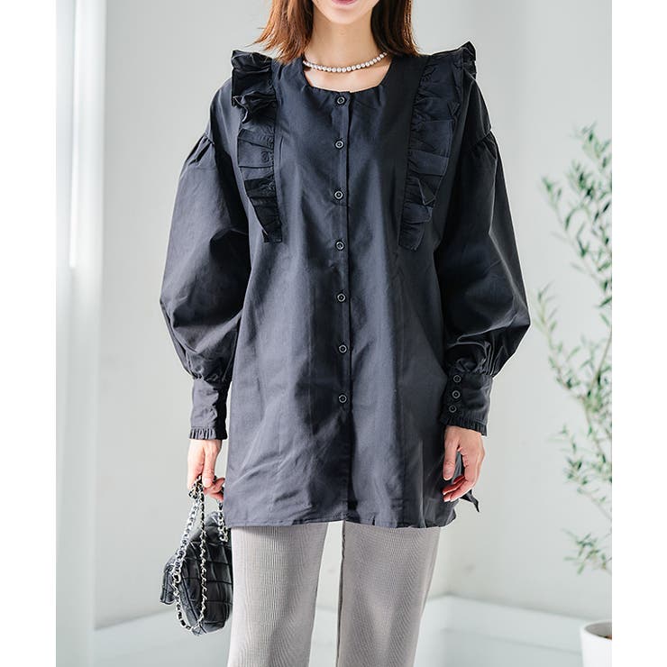 前後2wayフリルブラウス ブラウス 長袖 | Growing Rich | 詳細画像5 