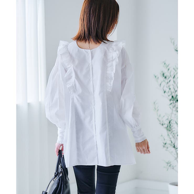 前後2wayフリルブラウス ブラウス 長袖 | Growing Rich | 詳細画像8 