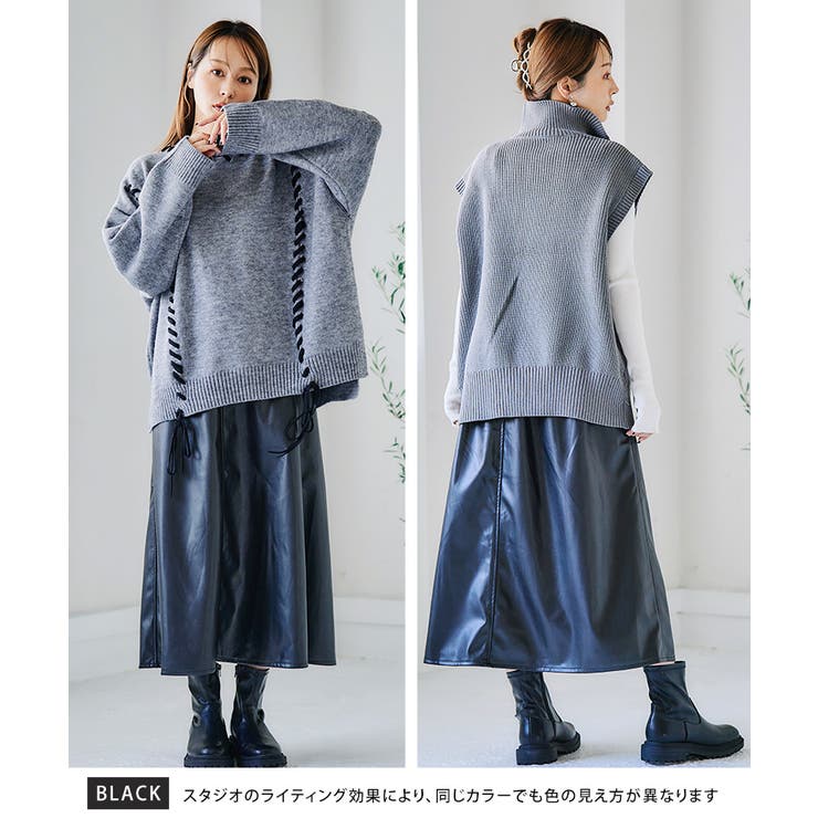 フェイクレザ―ロングスカート フェイクレザー スカート | Growing Rich | 詳細画像6 