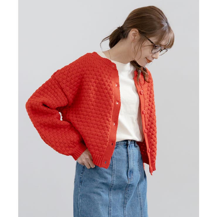 ポップコーン調生地カーディガン 美品