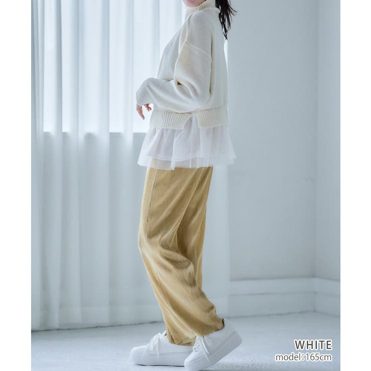 裾チュールレイヤードニットプルオーバー ニットレディース 秋冬 | Growing Rich | 詳細画像5 