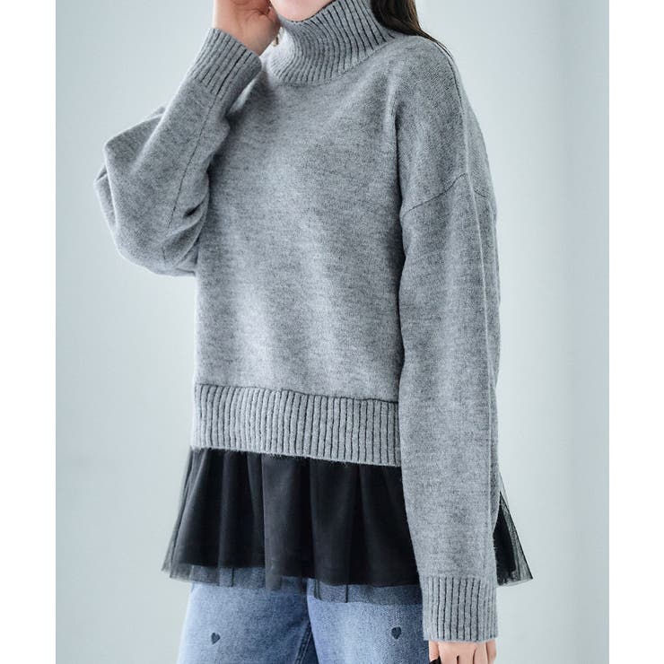 ニット セーター チュールレイヤードニット レディース natural couture ニット セーター チュールレイヤードニットプル