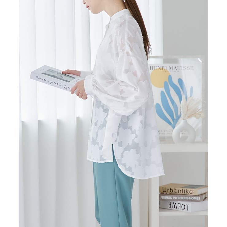 バンドカラーシャツ レディース シア―シャツ | Growing Rich | 詳細画像6 