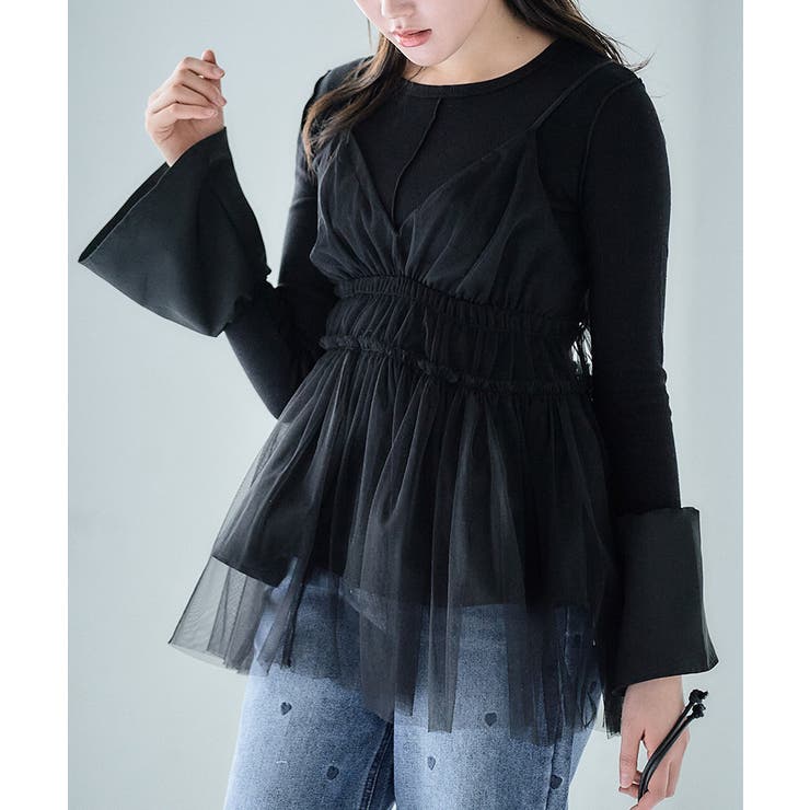 ペプラム トップス 長袖[品番：GW000004674]｜Growing Rich