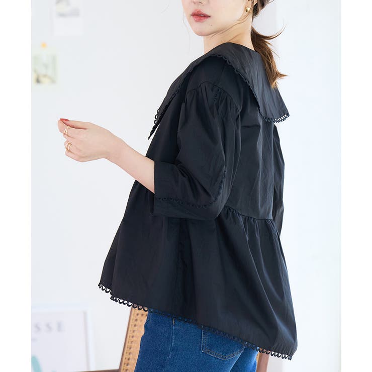 ポイントレースビッグカラーカシュクールブラウス ビックカラー ブラウス | Growing Rich | 詳細画像9 