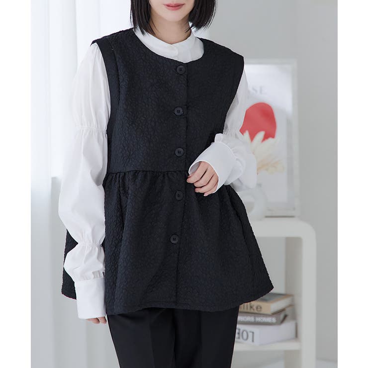 安い購入 ふくれジャガード ジレ[品番：GW000004692]｜Growing ペプラム トップス