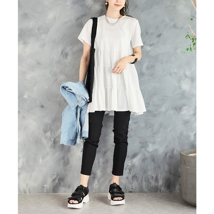 ティアードカットチュニック チュニック 大人可愛い[品番 ティアードカットチュニック チュニック 大人可愛い[品番