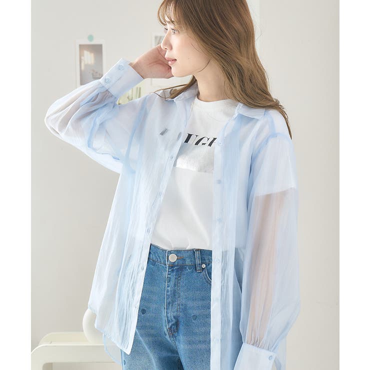 tシャツ オーガンジー重ねボリュームスリーブカットソー レディース ボリュームスリーブオーガンジートップス [C6971] | SALE