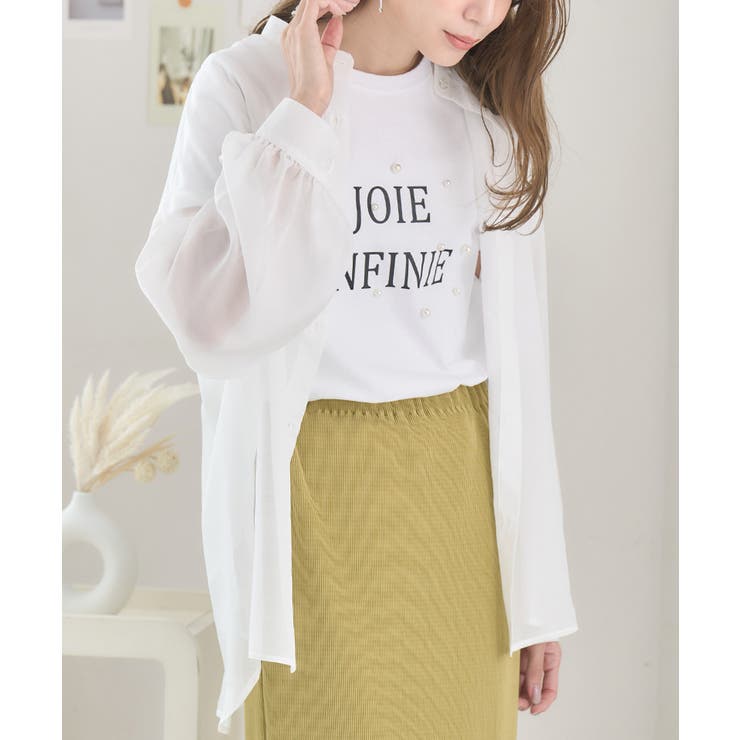 バンドカラー シアー シャツ[品番：GW000004708]｜Growing Rich