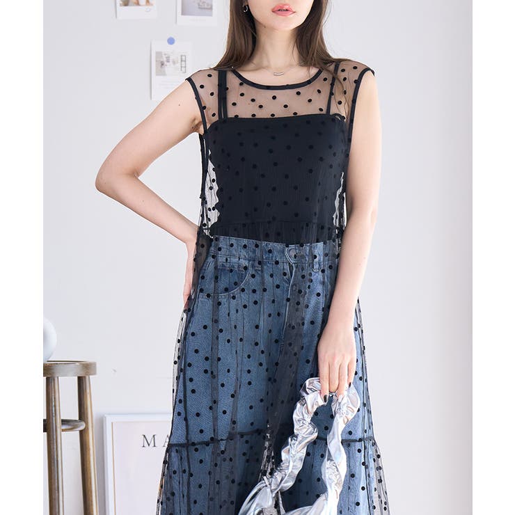 ドット★チュール★ワンピース★ ZIMMERMANN ワンピース チュールスカート切り替えドットワンピース