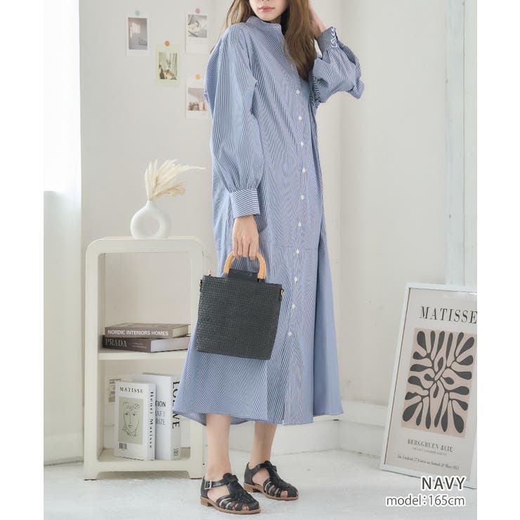 シャツワンピース ストライプ 春[品番：GW000004709]｜Growing