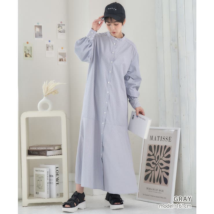シャツワンピース ストライプ 春[品番：GW000004709]｜Growing