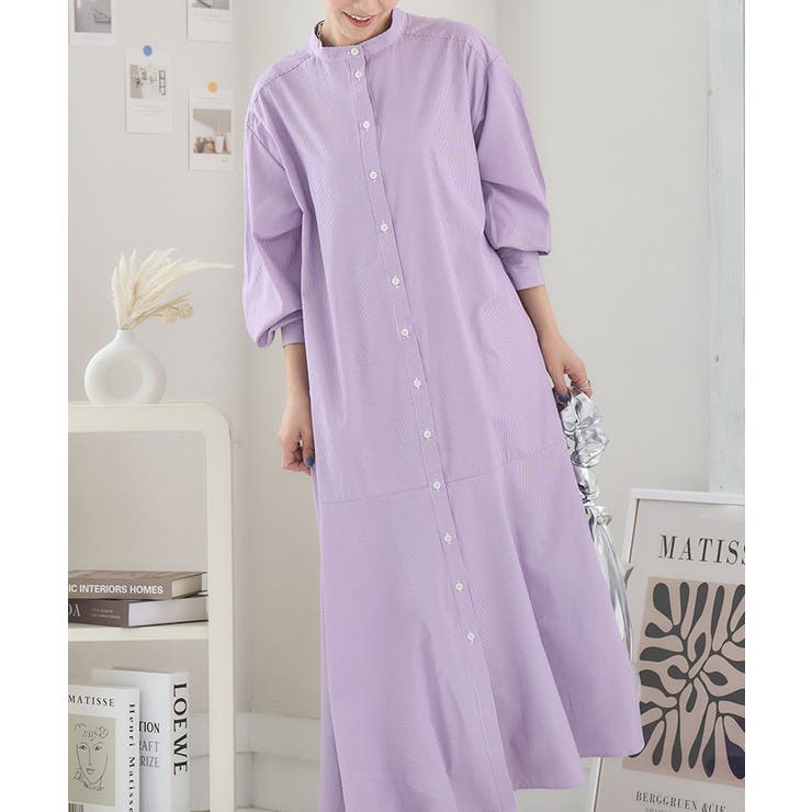 シャツワンピース ストライプ 春[品番：GW000004709]｜Growing Rich