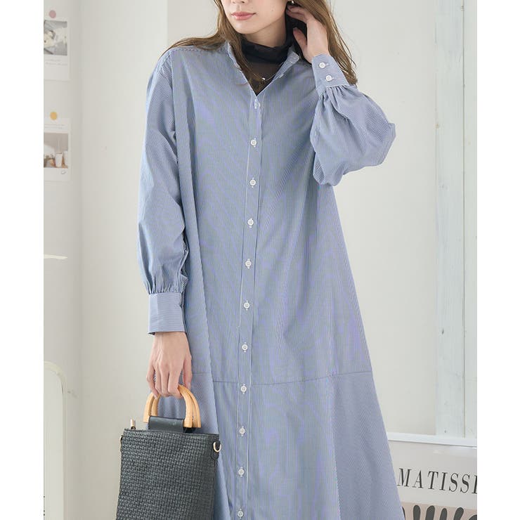 シャツワンピース ストライプ 春[品番：GW000004709]｜Growing