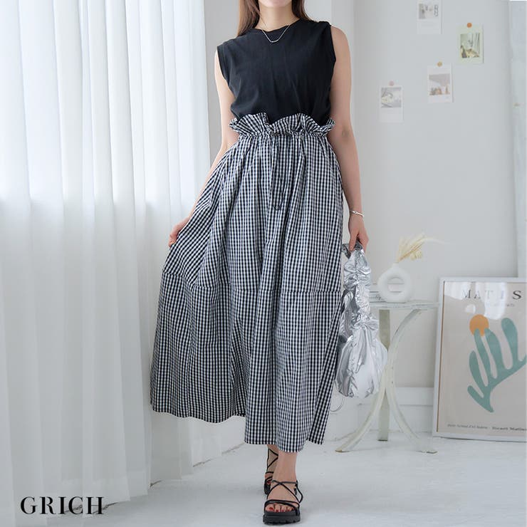 [ワンピース]ドッキングギンガムチェックワンピース[230403] | Growing Rich | 詳細画像1 