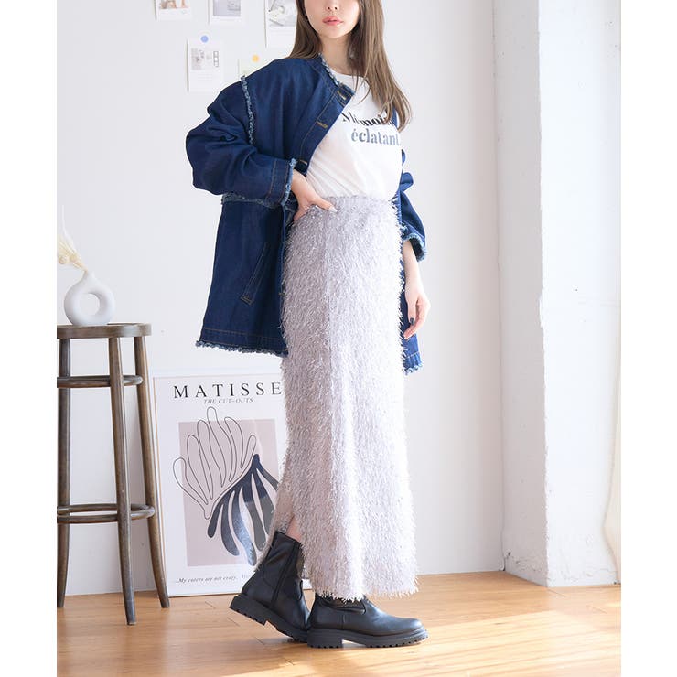 殿堂 フリンジシャギーIラインロングスカート フリンジ スカート Mサイズ