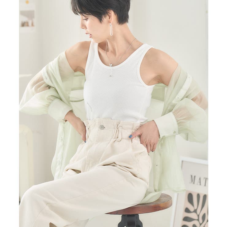 オフホワイト | テレコリブ前後2WAYタンクトップ[231141] | Growing Rich