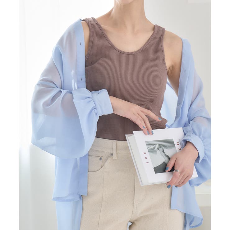 モカブラウン | テレコリブ前後2WAYタンクトップ[231141] | Growing Rich