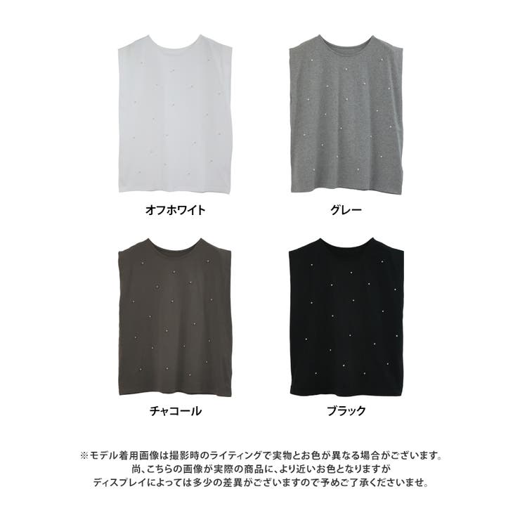 パール シルバースタッズ付き タックタンク | Growing Rich | 詳細画像13 