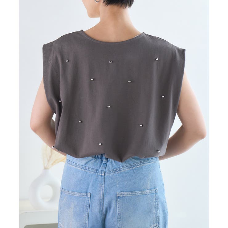 パール シルバースタッズ付き タックタンク | Growing Rich | 詳細画像5 