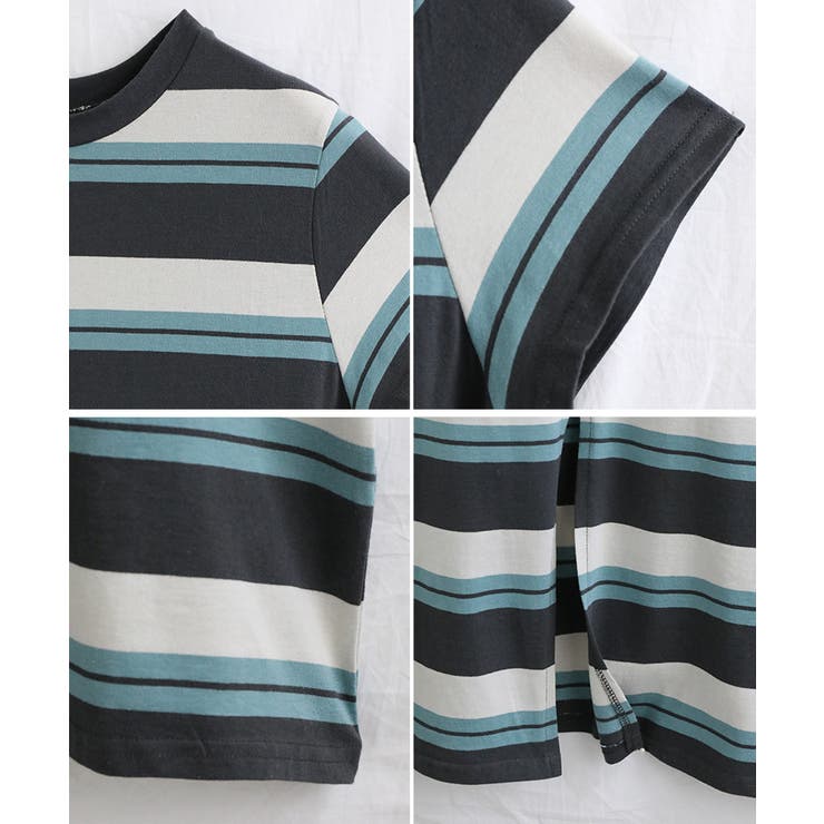 マルチボーダーコットンTシャツワンピース ワンピース 夏 | Growing Rich | 詳細画像12 