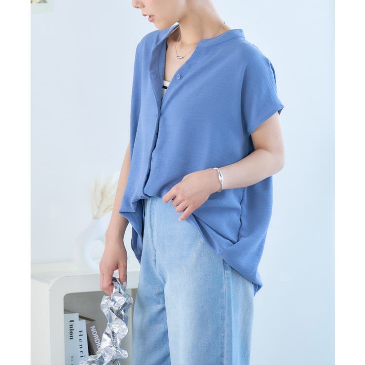 [トップス]接触冷感 バンドカラーフレンチスリーブシャツ[240502] | Growing Rich | 詳細画像11 