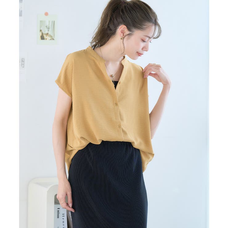 [トップス]接触冷感 バンドカラーフレンチスリーブシャツ[240502] | Growing Rich | 詳細画像8 