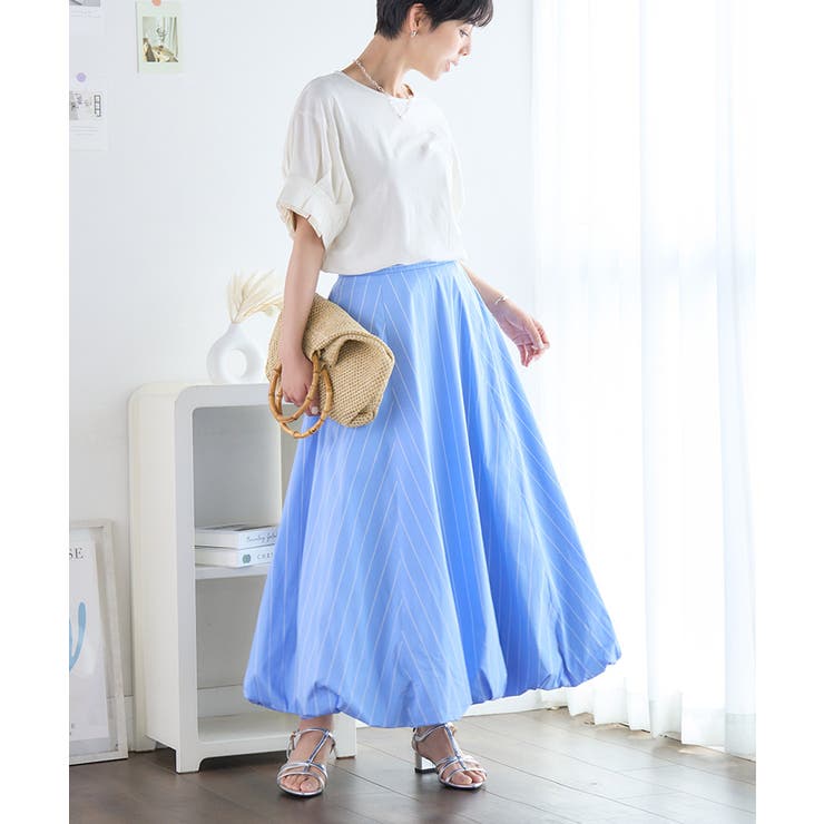 ストライプ バルーンスカート 夏[品番：GW000004768]｜Growing