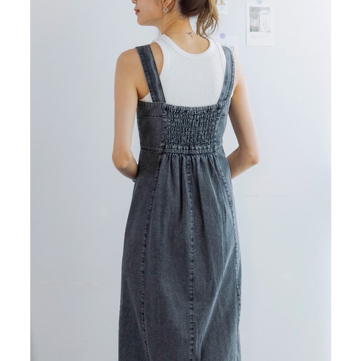 ユニ yuni デニムワンピース　ジャンパースカート　ロング　ケミカルウォッシュ yuni（ユニ ）の「denim 2way ジャンパースカート（ジャンパー