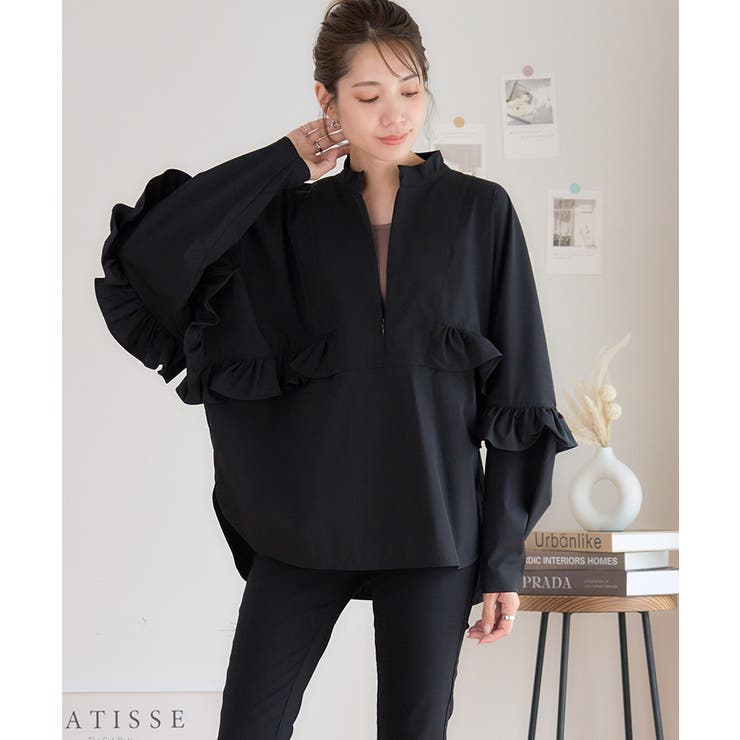 ブラック | フリルラッシュガード 240531 | Growing Rich