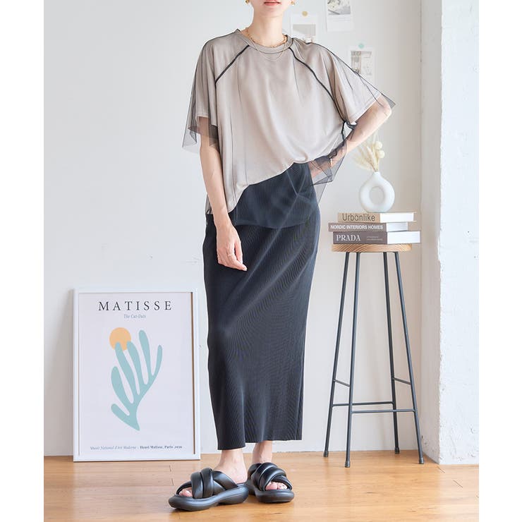 チュールレイヤードラグランtシャツ シアーTシャツ 半袖 | Growing Rich | 詳細画像3 