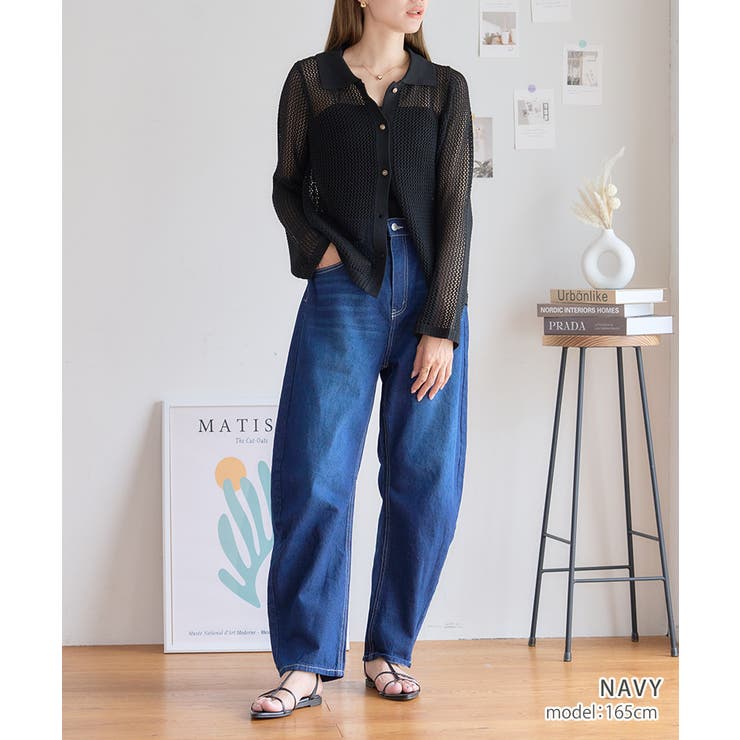 カーブデニムパンツ デニム レディース