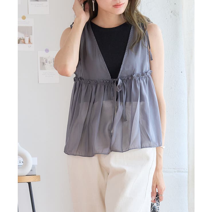 【完売】チュールベスト セール】 チュールフリルベスト （ベスト）｜INGEBORG
