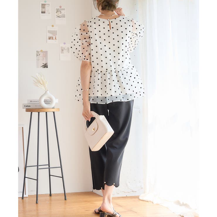 パール付き裾スカラップテーパードパンツ パール付き裾スカラップテーパードパンツ[品番：GW000004807]｜Growing  Rich（グローウィングリッチ）のレディースファッション通販｜SHOPLIST（ショップリスト）