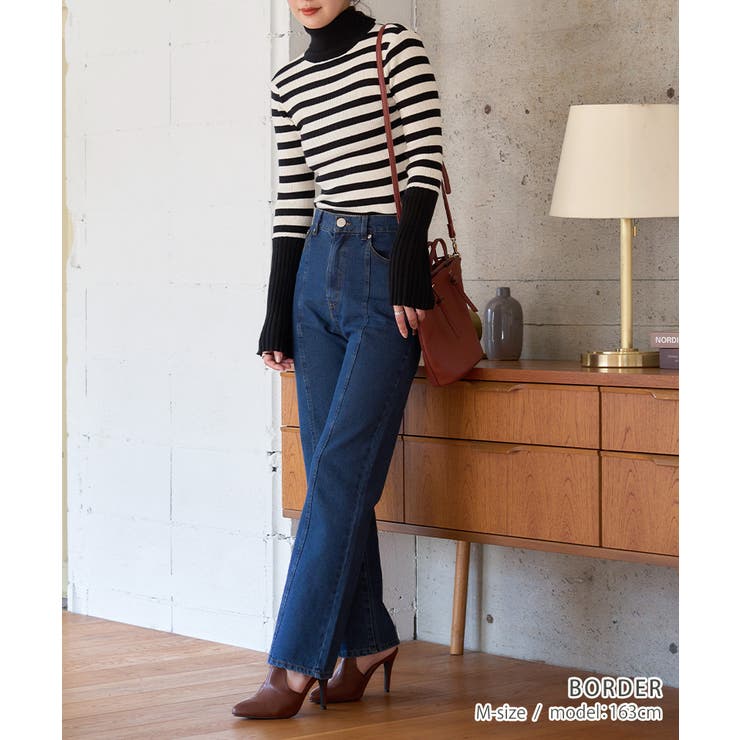 M Lサイズ 配色フレアスリーブリブニット | Growing Rich | 詳細画像8 